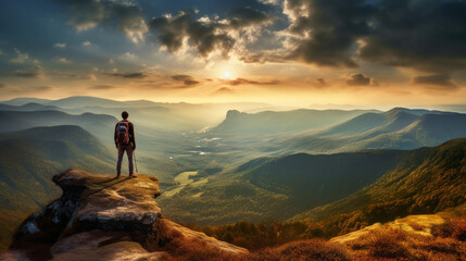 Mountain Summit Serenity: Hiker's View at the Peak