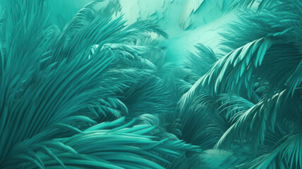 Naklejka na ściany i meble Tropical abstract background in shades of green and turquoise