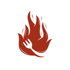 Fork With Fire Logo Vector Isolated in White Background