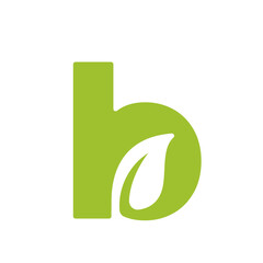 Green leaf and letter B logo design vector