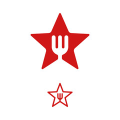 Obraz premium Star with fork food restaurant logo design inspiration