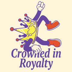 Crowned in Royalty With King Crown Groovy Character Design