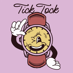 Tick Tock With Watches Groovy Character Design
