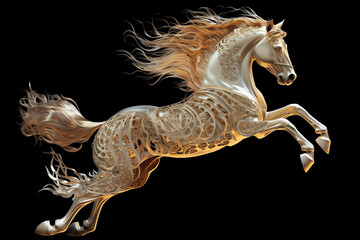 Golden fantasy horse jump
