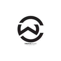 Modern rounded shapes alphabet letter WC or CW monogram creative logo. C logo, W logo