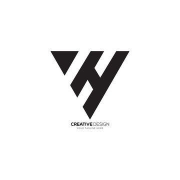 Modern unique triangle letter VH or HV monogram flat logo. H logo. V logo