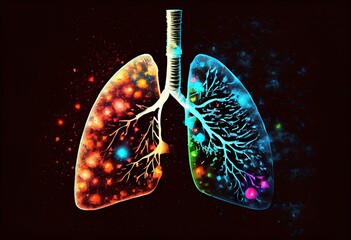 Damaged lung due to cigarette smoking. Generative AI