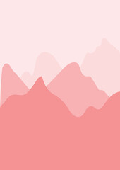 Forest landscape illustration in flat style with design hill. Pink layers color background. Banner template for mobile phone screen saver theme, lock screen and wallpaper.