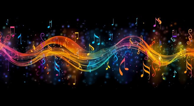 abstract background, colored musical score, instrument, concert, entertainment