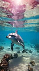 Playful dolphins on a sunny morning. Generative AI