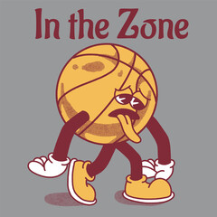 Naklejka premium In the Zone With Basketball Groovy Character Design