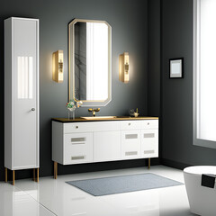Bathroom in art deco style. Stylish contemporary interior design. generative AI