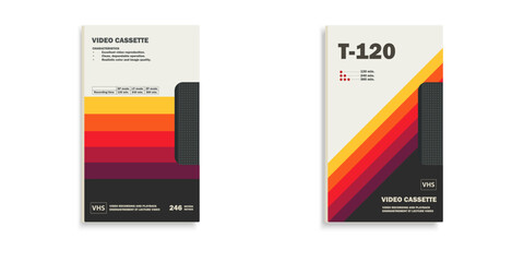 A set of old video cassettes. Old school and back to 90s concept background.