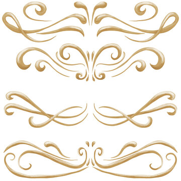 gold design elements, frames, corners, decorations, borders for monogram