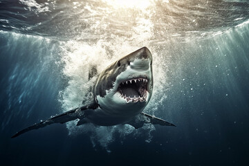 white shark in the sea, Generative AI