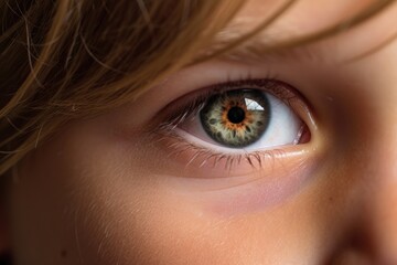 The curiosity and wonder in a child's eyes in a close - up shot. Generative AI