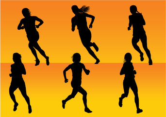 silueta, mujer, atleta, atletismo