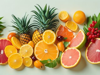 Obraz na płótnie Canvas summer tropical background with fruits. ai generative