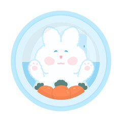 Obraz na płótnie Canvas chubby bunny little cute rabbit love carrot happy in every day