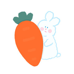 chubby bunny little cute rabbit love carrot happy in every day