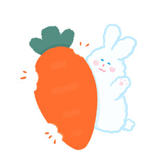 chubby bunny little cute rabbit love carrot happy in every day