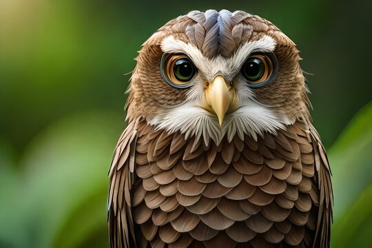 Create a highly detailed, close-up image of a majestic falcon perched on a rugged tree branch, showcasing the intricate textures of its feathers and the intensity in its eyes