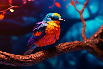 Obraz premium A colorful and vibrant bird perched on a tree branch