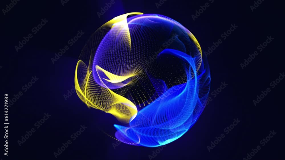 Wall mural bright glowing rotating particle 3d sphere in the universe. abstract technology, science, engineerin