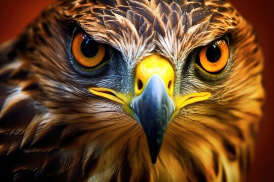The expressive eyes of a majestic bird in a close - up shot. Generative AI