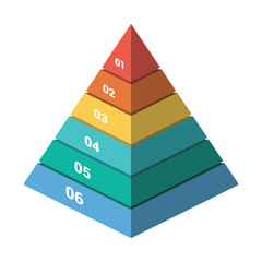 Pyramid Infographic, funnel pyramid business infographic with 6 charts. Template can be edited, recolored, editable. EPS Vector
