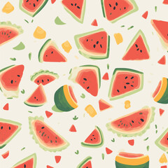 Watermelon slices vector pattern