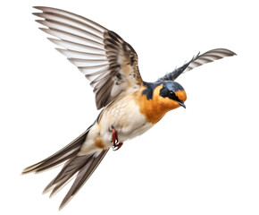 Flying swallow isolated on the transparent background PNG. AI generative.