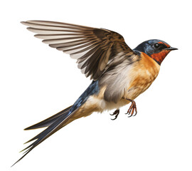Flying swallow isolated on the transparent background PNG. AI generative.