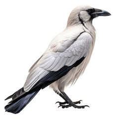 White albino raven isolated on the transparent background PNG. AI generative.