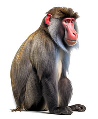 Mandrill monkey isolated on the transparent background PNG. AI generative.