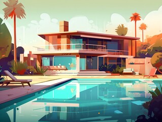 Fototapeta premium Beach house, generative AI