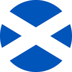 Scotland round flag. Scottish circular symbol. Button, banner, icon. National sign. © Hanna