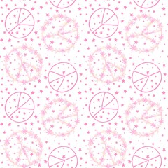 Summer cartoon seamless peace sign and flower pattern for wrapping paper and fabrics and linens