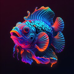 Vivid colors fish, Generative AI