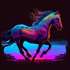 Obraz na płótnie Canvas Vivid colors horse, Generative AI