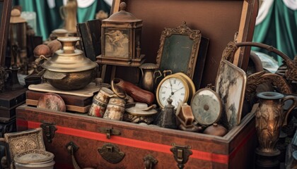 Fototapeta na wymiar Antique treasures at a flea market