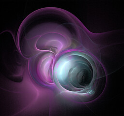 purple and blue abstract drawing on a black background, color digital graphics, design