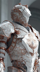 White marble female warrior fantasy character design rendering vertical