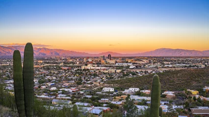 Foto auf Acrylglas Arizona Wide angle photograph of Tucson, Arizona as viewed from "A" Mountain.
