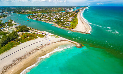 DuBois Park, Jupiter Beach and inlet, areal views, Florida
