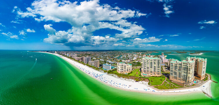 Aerial View of Marco Island, a popular tourist beach town, Florida