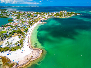 Sombrero Beach with palm trees on the Florida Keys, Marathon, Florida, USA.