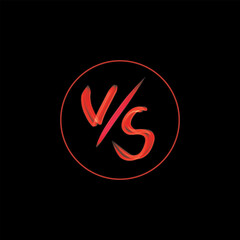 VS Versus Lettering Brush Red Flames Effect