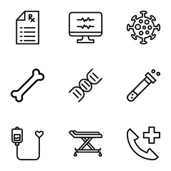 Set of Medical Thin Line Icons - EDITABLE STROKE - EPS Vector