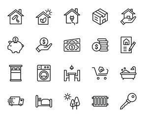 Set of Real Estate Thin Line Icons - EDITABLE STROKE - EPS Vector